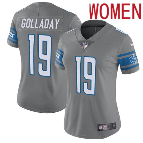 Women Detroit Lions #19 Kenny Golladay Nike Grey Rush Vapor Limited NFL Jersey->women nfl jersey->Women Jersey